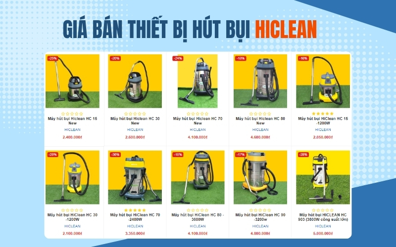 Giá bán thiết bị hút bụi Hiclean
