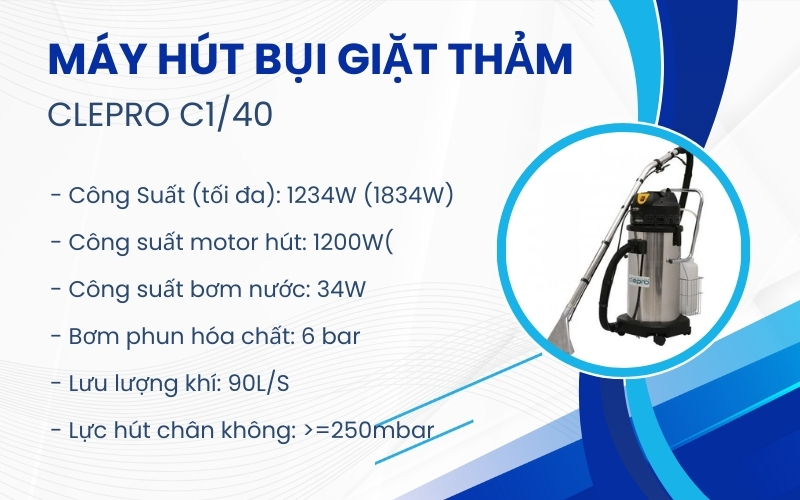Máy hút bụi giặt thảm CLEPRO C1/40