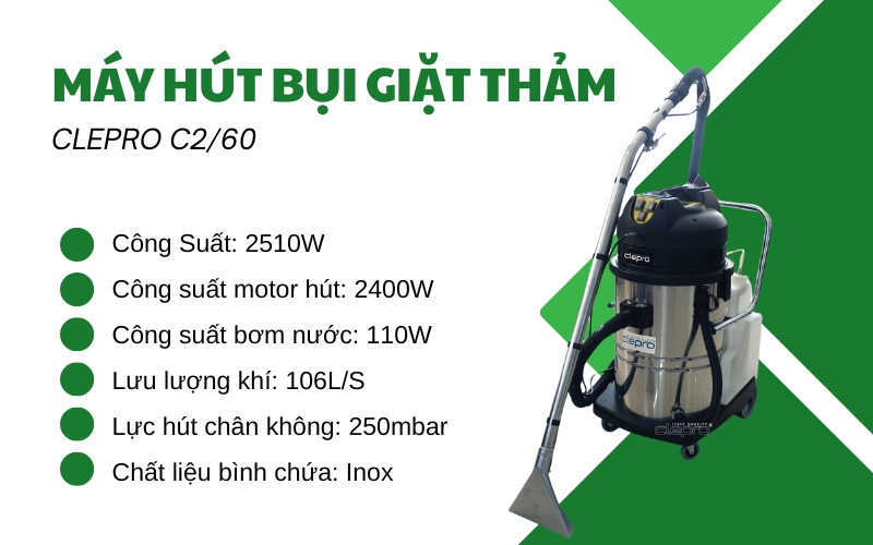 Máy hút bụi giặt thảm CLEPRO C2/60