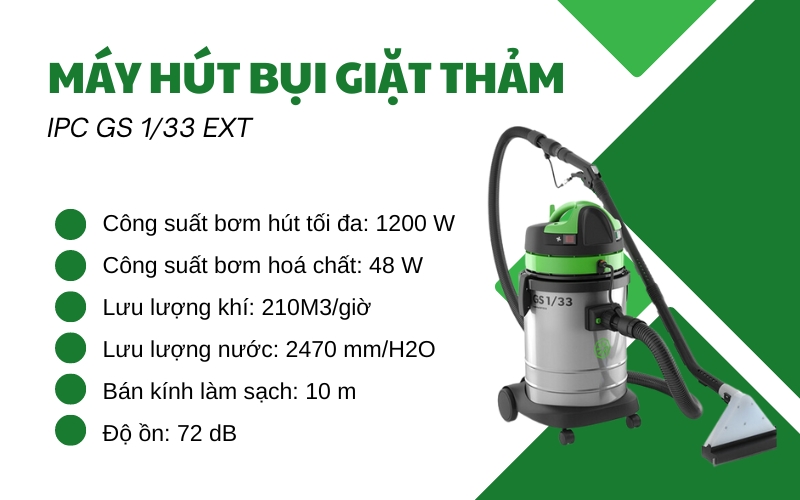 Máy hút bụi giặt thảm IPC GS 1/33 EXT 