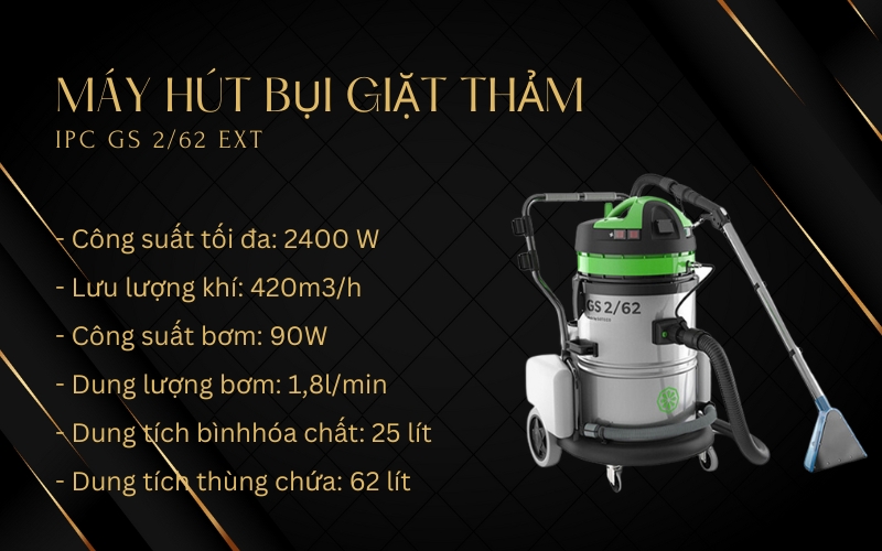 Máy hút bụi giặt thảm IPC GS 2/62 EXT