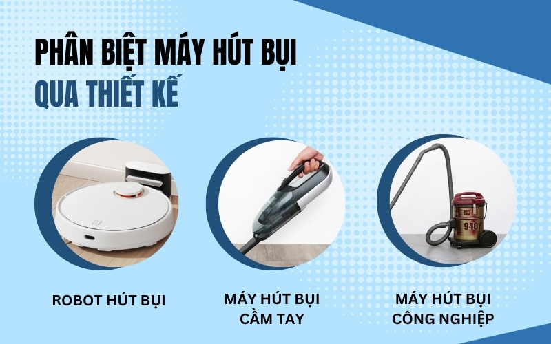 Phân biệt máy hút bụi qua thiết kế