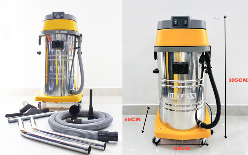 Phụ kiện và tổng kích thước của máy hút bụi công nghiệp HC-90