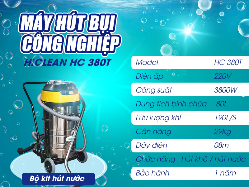 Thông số kỹ thuật máy hút bụi công nghiệp Hiclean HC 380T