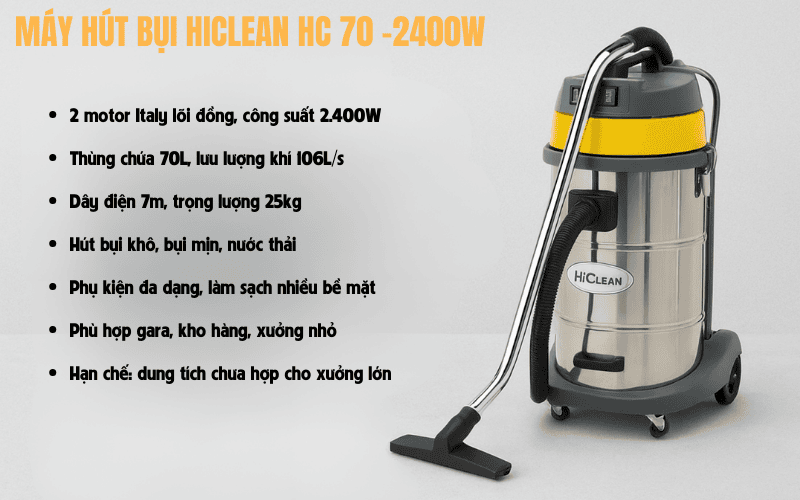 Máy hút bụi HiClean HC 70 -2400w