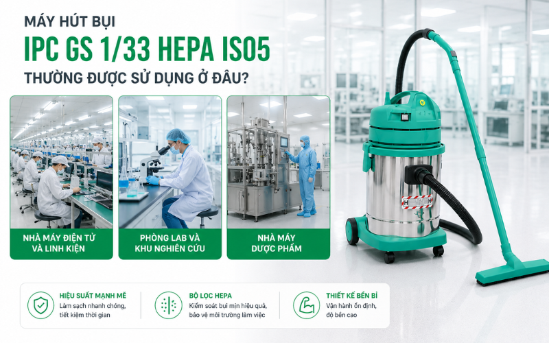 Máy hút bụi IPC GS 1/33 HEPA IS05 thường được sử dụng ở đâu