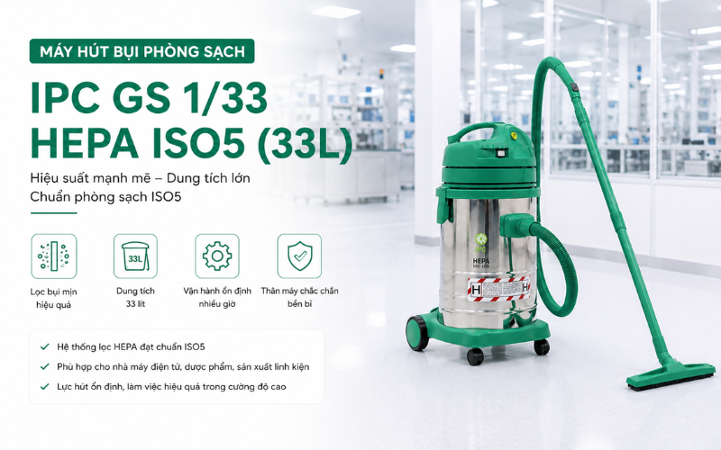 Máy hút bụi phòng sạch IPC GS 1/33 HEPA IS05 33 lít