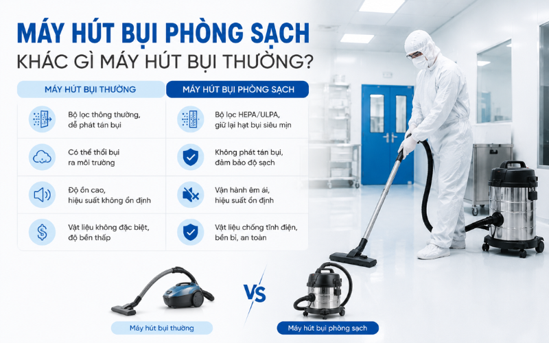 Máy hút bụi phòng sạch khác gì máy hút bụi thường