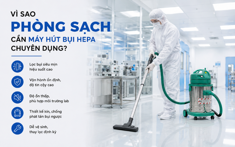 Vì sao phòng sạch cần máy hút bụi HEPA chuyên dụng