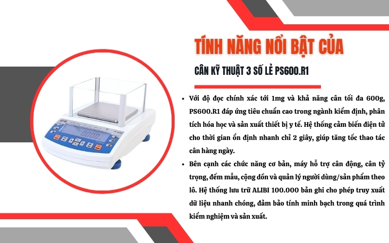Đặc điểm và tính năng nổi bật của cân kỹ thuật PS600.R1
