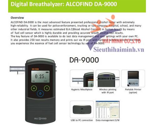 Máy đo nồng độ cồn ALCOFIND DA-9000 chính hãng