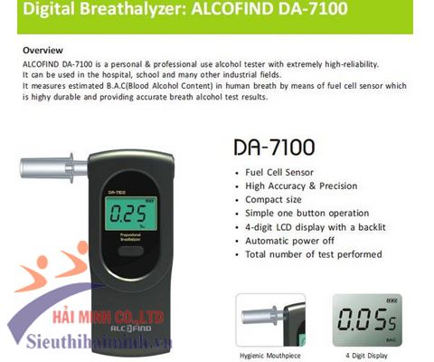 Máy đo nồng độ cồn Alcofind DA-7100 chất lượng