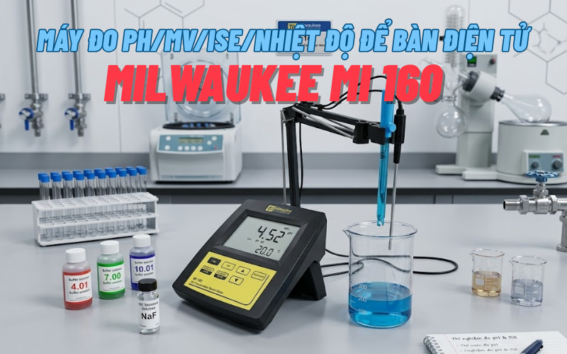 Máy đo pH/mV/ISE/nhiệt độ để bàn điện tử Milwaukee MI 160