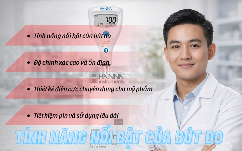 Bút đo pH/nhiệt độ HALO2 Bluetooth trong kem mỹ phẩm HI9810432