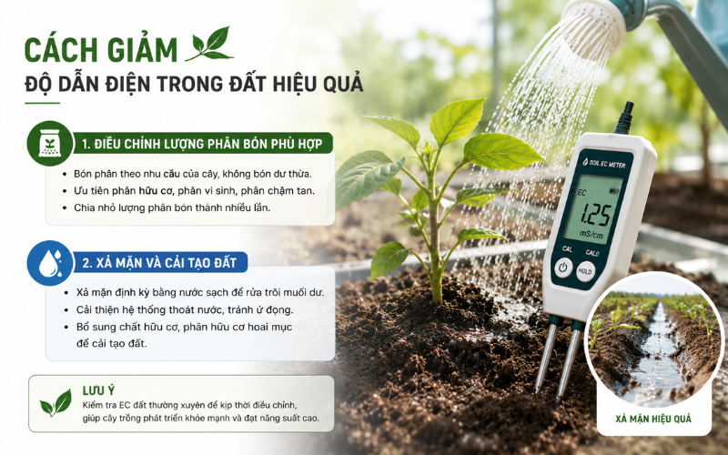 Cách giảm độ dẫn điện trong đất hiệu quả