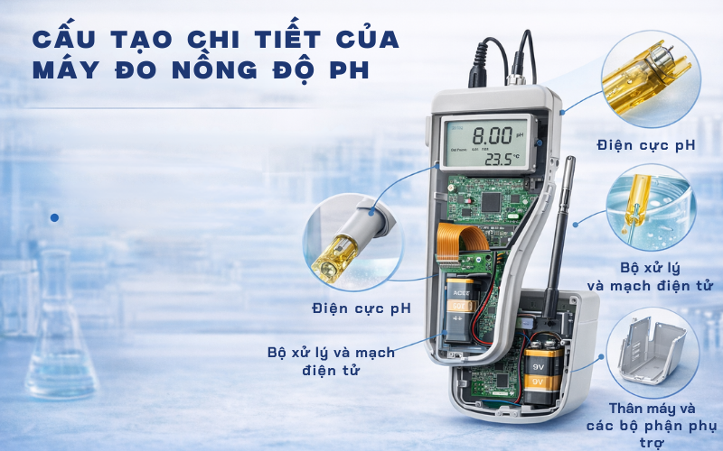 Cấu tạo chi tiết của máy đo nồng độ pH