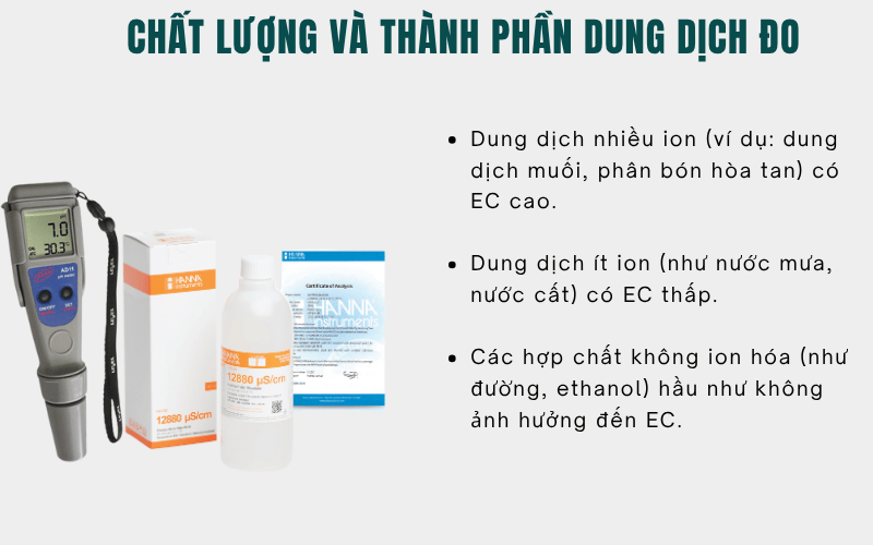 Chất lượng và thành phần dung dịch đo