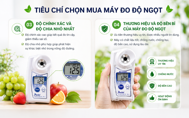 Độ chính xác và độ chia nhỏ nhất của máy đo Brix
