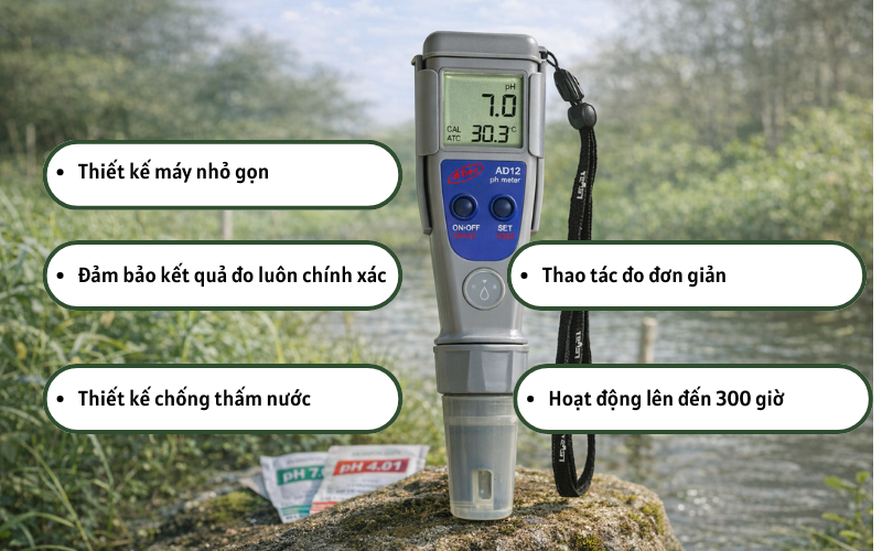 Máy đo pH và nhiệt độ dạng bút AD12