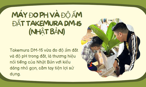 Máy đo pH và độ ẩm đất Takemura DM-15 (Nhật Bản)