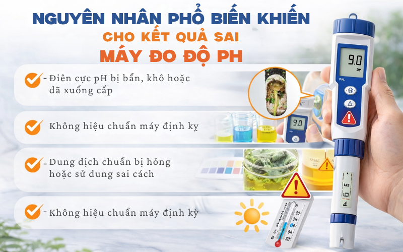 Nguyên nhân phổ biến khiến máy đo độ pH cho kết quả sai