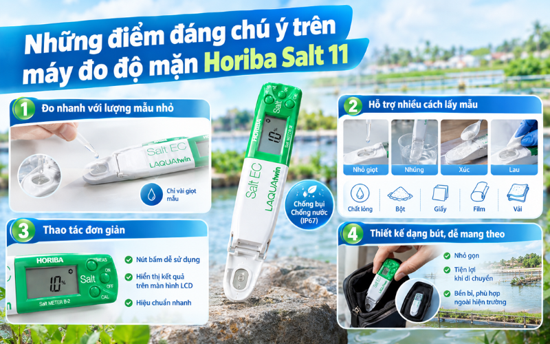 Những điểm đáng chú ý trên máy đo độ mặn Horiba Salt 11