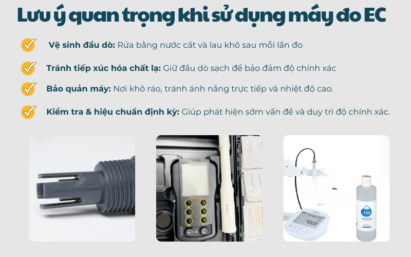 Lưu ý quan trọng khi sử dụng máy đo EC
