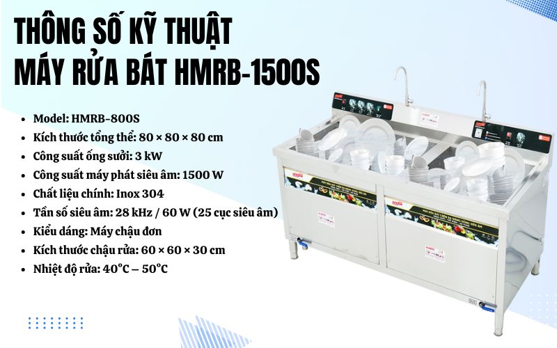 Thông số kỹ thuật máy rửa bát HMRB-1500S