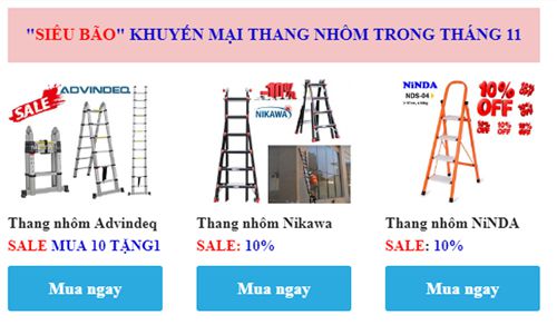 Chương trình khuyến mại lớn thang nhôm trong tháng 11