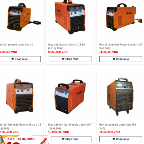 Bảng giá máy cắt plasma Jasic tại Siêu thị Hải Minh