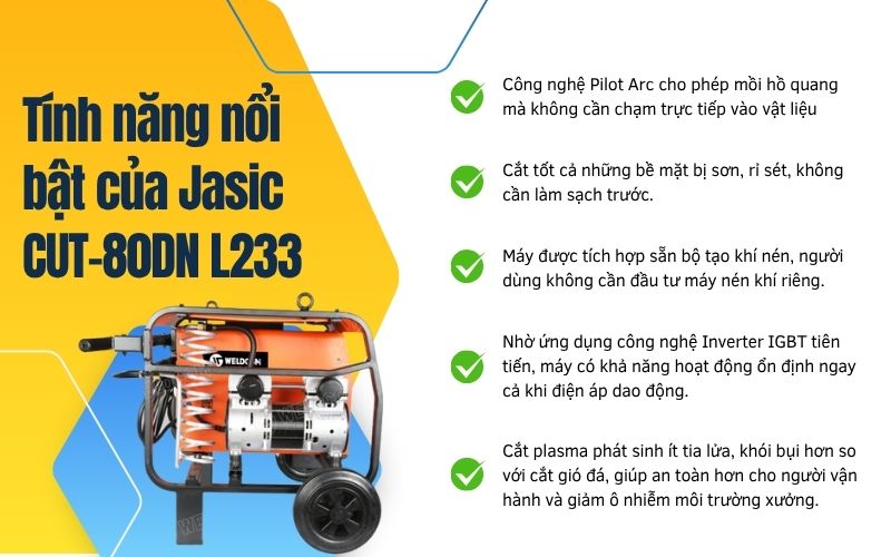 Tính năng nổi bật của máy cắt plasma Jasic CUT-80DN L233
