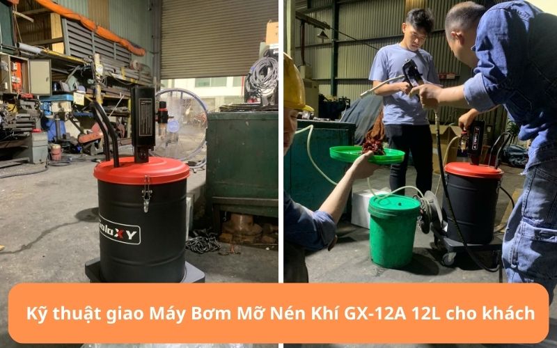 Kỹ thuật giao Máy Bơm Mỡ Nén Khí GX-12A 12L cho khách