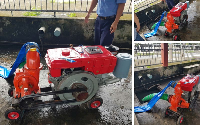 Kỹ thuật giao Máy bơm nước đầu nổ Diesel D12 Phi 150 cho khách