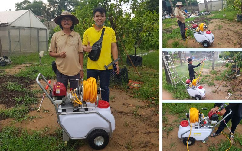 Kỹ thuật giao Máy phun thuốc chạy xăng 4 thì 50 lít dây dài 30m cho khách