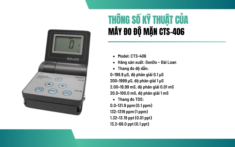 Thông số kỹ thuật của máy đo độ mặn CTS-406