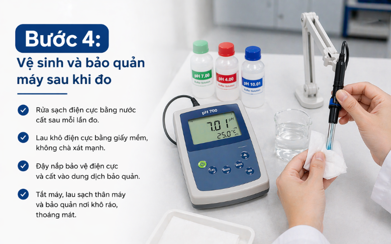 Bước 4: Vệ sinh và bảo quản máy sau khi đo