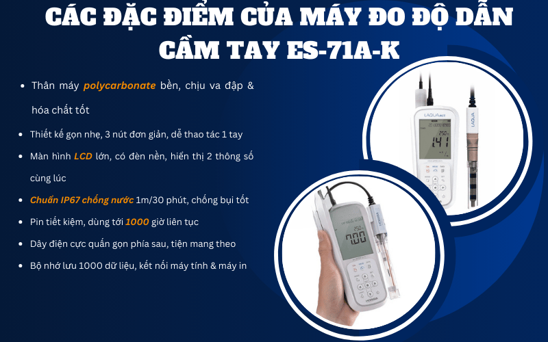 Các đặc điểm của máy đo độ dẫn, độ mặn, điện trở cầm tay ES-71A-K