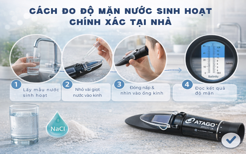 Cách đo độ mặn nước sinh hoạt chính xác tại nhà