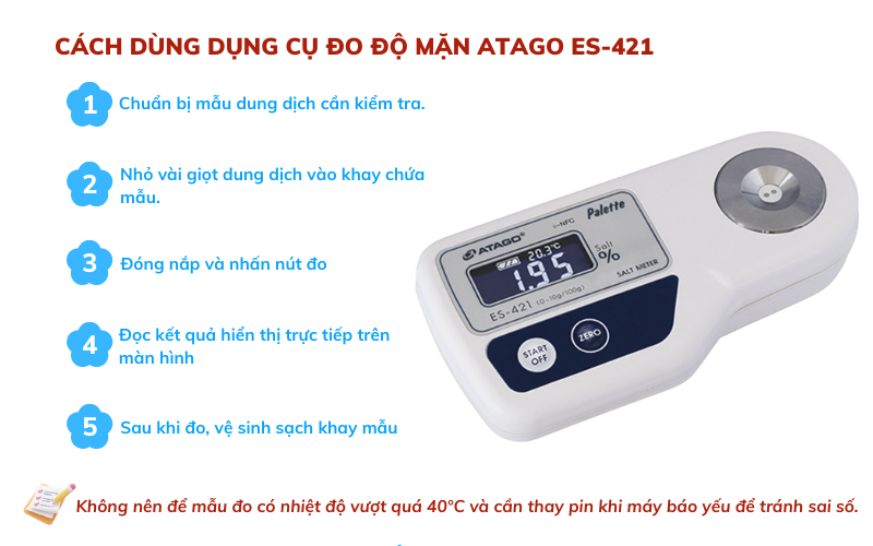 Cách dùng dụng cụ đo độ mặn Atago ES-421