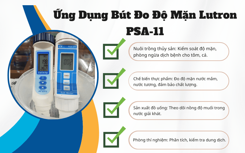 Ứng dụng bút đo độ mặn Lutron PSA-11