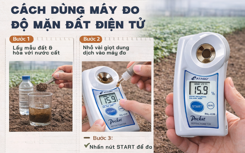Cách dùng máy đo độ mặn đất điện tử