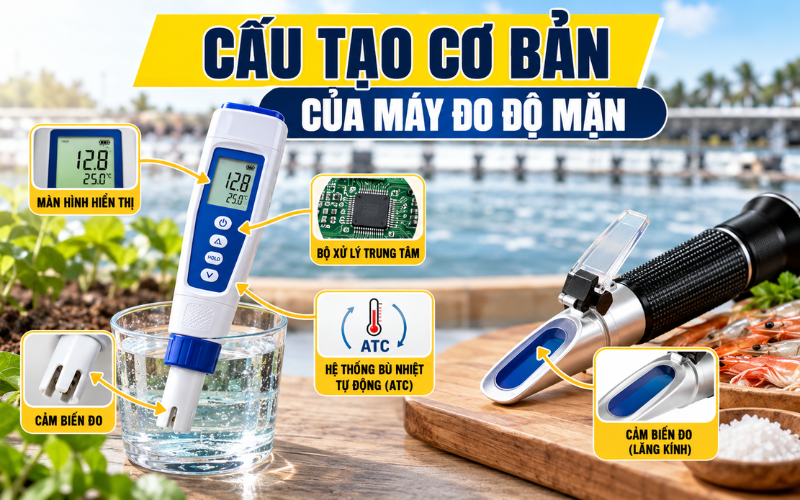 Cấu tạo máy đo nồng độ mặn