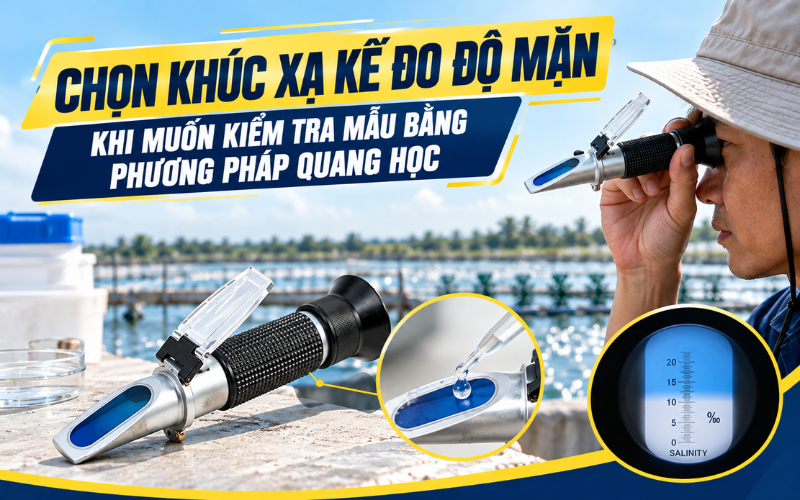 Chọn khúc xạ kế đo độ mặn khi muốn kiểm tra mẫu bằng phương pháp quang học