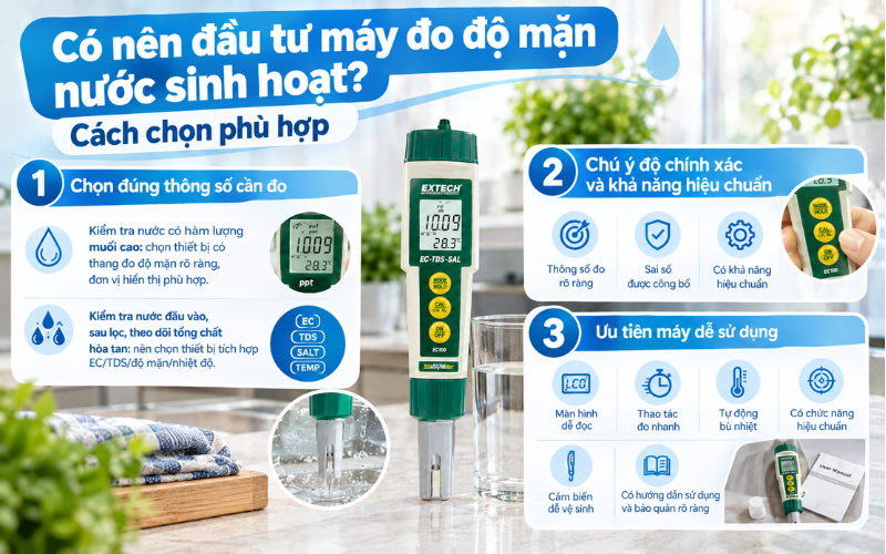 Có nên đầu tư máy đo độ mặn nước sinh hoạt? Cách chọn phù hợp