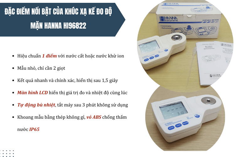 Đặc điểm nổi bật của khúc xạ kế đo độ mặn Hanna HI96822
