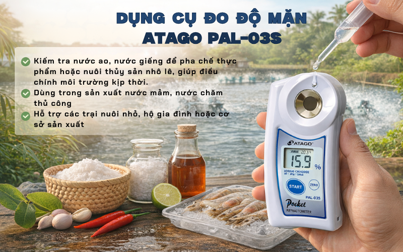 Khúc xạ kế đo độ mặn Atago Pal-Salt