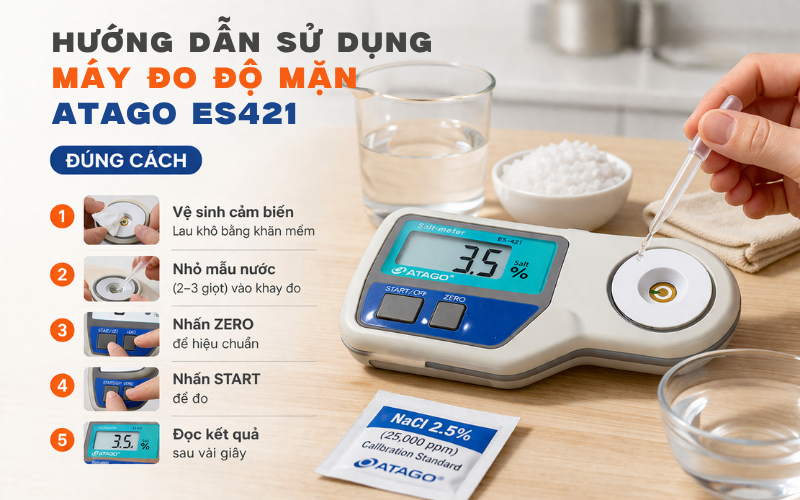 Hướng dẫn sử dụng máy đo độ mặn atago ES421 đúng cách