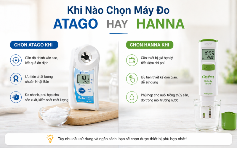 Khi nào chọn máy đo Atago, khi nào chọn Hanna