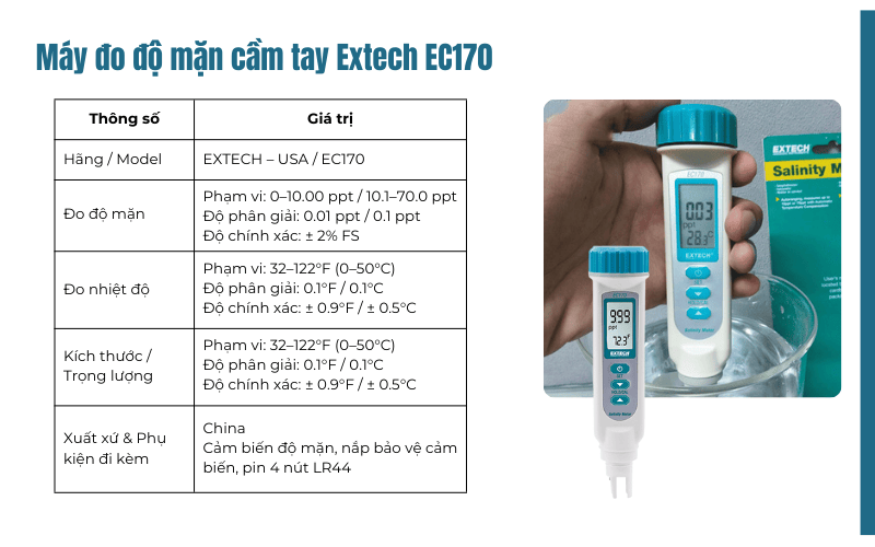 Máy đo độ mặn cầm tay Extech EC170