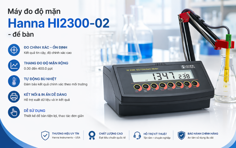 Máy đo độ mặn Hanna HI2300-02 - để bàn